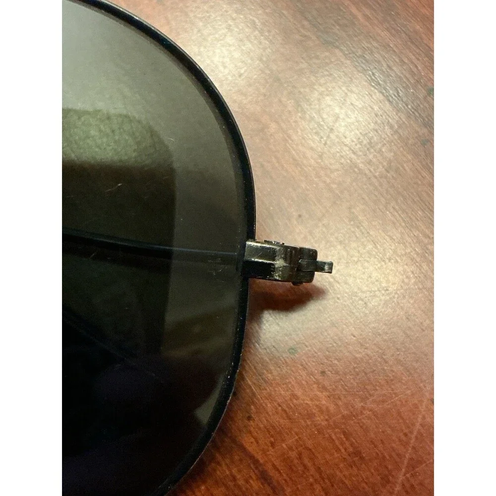 ⁠Vintage B&L Ray-Ban USA Aviator Sunglasses Black Metal Frame G-15 Glass Lens 3